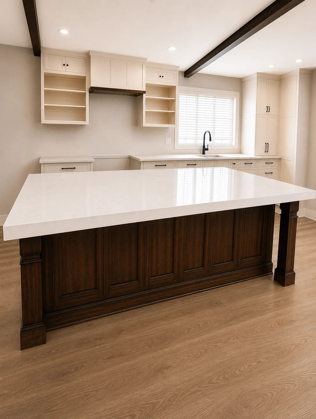 Kitchen · White waterfall island