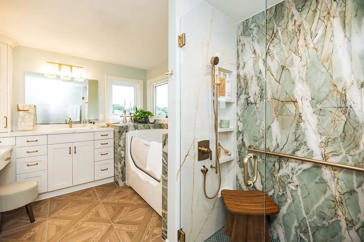 Baño · Ducha bookmatch